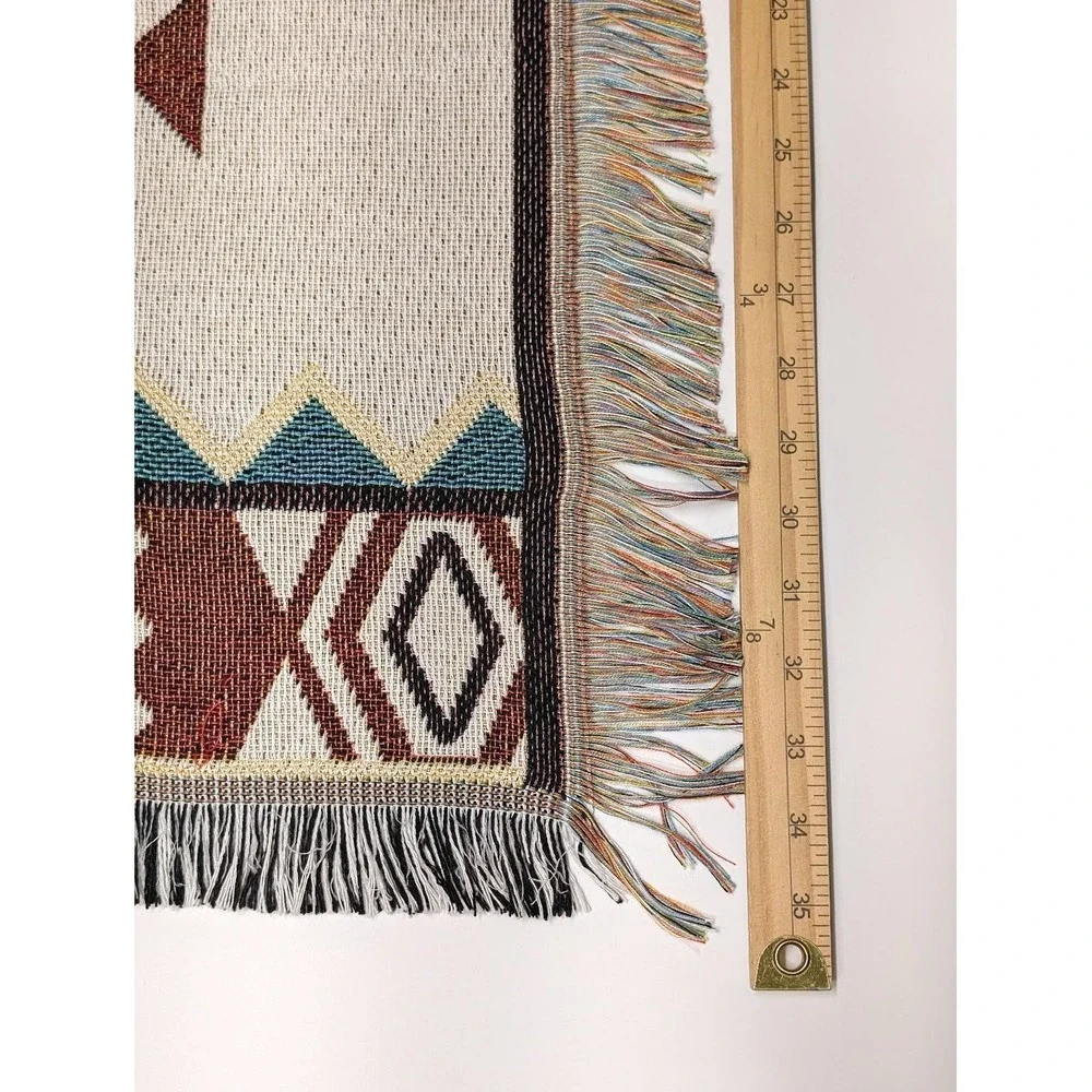 Southwestern Throw Sofa Blanket Tribal Fringed Tapestry Woven Rustic 35